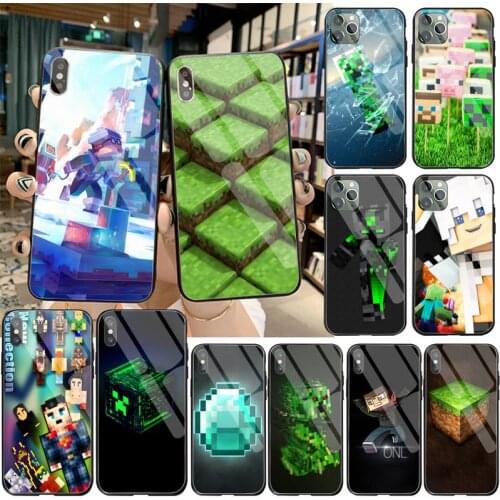 YJZFDYRM Mini World Soft Silicone TPU Phone Cover Tempered Glass For iPhone 11 Pro XR XS MAX 8 X 7 6S 6 Plus SE 2020 case