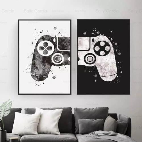 Game Console Wallpaper Black and White Simple Poster Entertainment Canvas Painting Picture Decoration Home Bedroom Craft Print