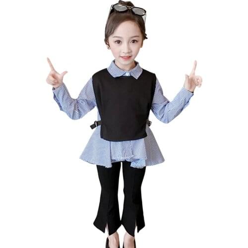 Children Clothes Plaid Pattern Suit For Girls Blouse + Vest + Pants Girl Set Spring Autumn Tracksuit Kids
