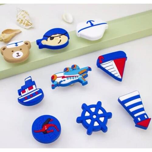 Children Cartoon Handles Ocean Furniture Drawer Pull And Handle For Kids Room Cabinet Door Knobs Pulls Silicone Handles