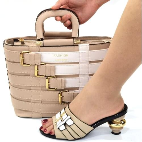 Doershow African Wedding fashion Shoes and Bag Set / Italian Shoes with Matching Bags Nigerian Women party!!HOP1-28