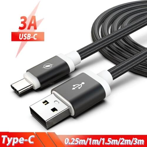 Type C Cable 3m 2m USB Cable Wire USB C For Huawei P30 P20 Lite Samsung Galaxy Note 10 8 A5 A7 2017 A70 Phone Charger Cable Cord