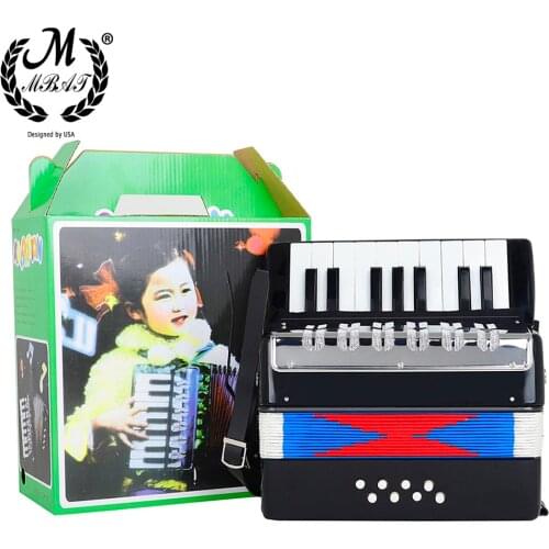 M MBAT 17-Key 8 Bass Accordion Beginner Keyboard Musical Instrument Early Educational Toy Mini Accordion Kids Children Gift
