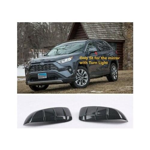 Carbon Fiber Look Rearview Side Mirror Cover Trim 2pcs For Toyota RAV4 2019-2020