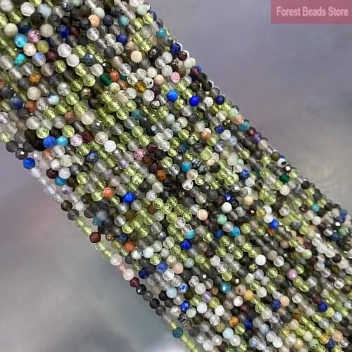 Natural Green Multicolor Jaspers Beads Faceted Round Loose Beads DIY Bracelet Necklace for Jewelry Making 15'' Inch 2mm/3mm