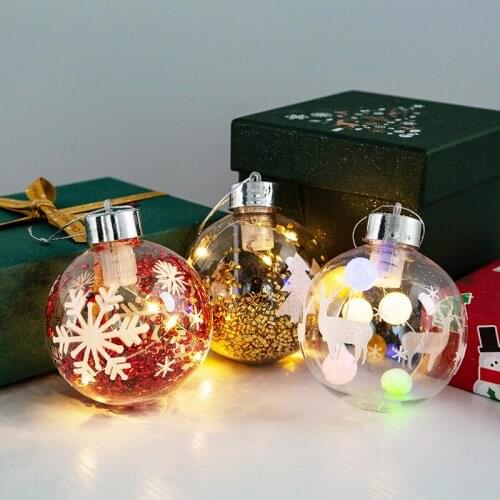 New Christmas Ball With Light Christmas Tree Pendant Transparent Ball Led Luminous Christmas Ball Christmas Decoration Products