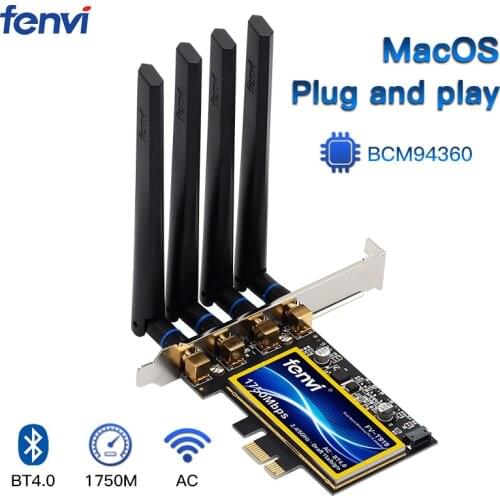 Fenvi T919 BCM94360CD PCIe Adapter 1750Mbps WiFi Card MacOS Hackintosh Airdrop Handoff 802.11ac Dual Band 2.4G/5Ghz Bluetooth4.0
