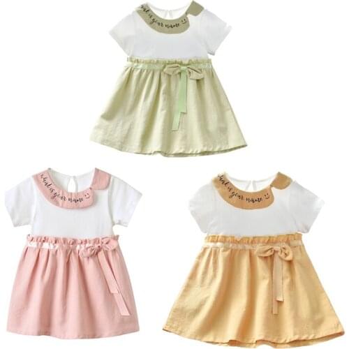 Girl dress for girl Girl DressesLapel Letter Design Princess Dress Kids Clothes Childrens clothes
