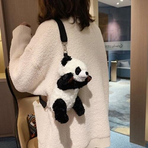 3D Panda Bag Women Casual Messenger Bag Stuffed Plush Crossbody Bags Soft Stuff Animal Toys Shoulder Handbag Girls Mini Bolso