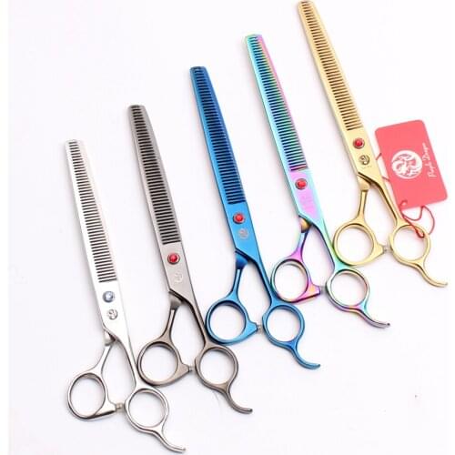 7.5" 20.5cm Japan 440C Purple Dragon Professional Pets Hairdressing Scissors Grooming Shears Straight Thinning Hair Shears Z4008