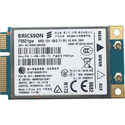 Unlocked F5521GW Wifi Wireless 3G WWAN Card GPS Mini PCI-E WCDMA HSPA + EDGE/GPRS/GSM 21Mbps Ericsson for Dell Windows 2000 XP