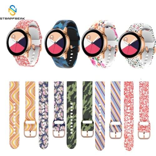 Straps for Samsung Galaxy Watch Active 42mm Gear Sport S2 Garmin Amazfit Bracelet Band Strap Correa 20mm Printing Silicone Belt