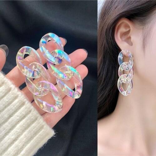Romantic Colorful Acrylic Hoop Pendant Drop Earrings for Women Girls Teens Korean Ear Jewelry Earrings 2021 Trend New Arrival