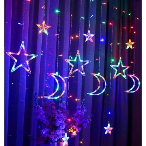 Moon Star Lamp LED Lamp String Ins Christmas Lights Decoration Holiday Lights Curtain Lamp Wedding Neon Lantern Fairy light