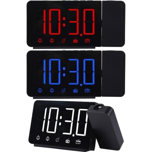 LED Digital 2 Alarm Clock USB Electronic Watch Wake Up FM Radio Time Projector