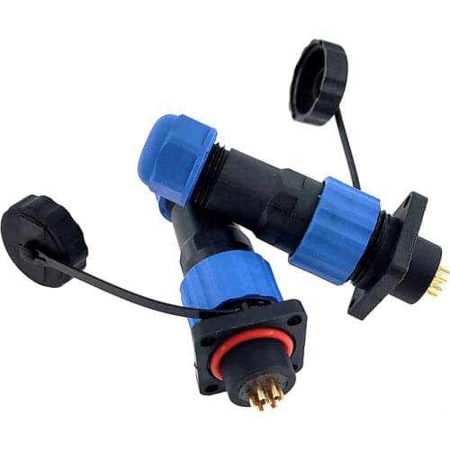 1pcs SP16 Waterproof Square connector 2/3/4/5/6/7/9 pin IP68 power cable connector Male plug and Female socket