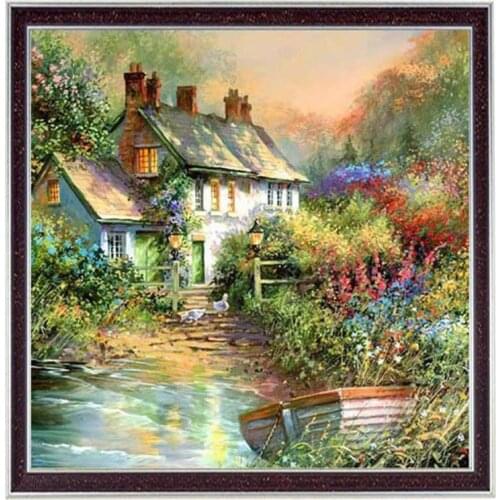 Farmhouse Hut Scenery beautiful,Needlework Cross stitch for Embroidery kits,14CT unprinted Patterns Cross-Stitching,DIY Handmade