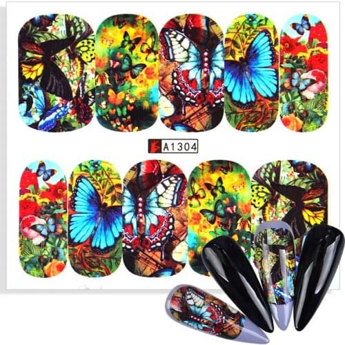1 Sheet 2021 New Nail Art Water Decals Small Fresh Style Nail Sticker Butterfly Design Full Wraps Transfer Foil Nails Decoration