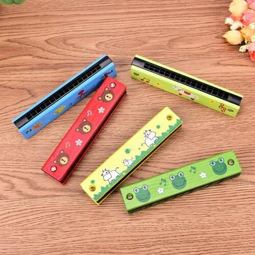 1pcs 13*2.2*2.2cm Educational Musical Wooden Harmonica Instrument Toy For Kids Children Gift Color Randomly