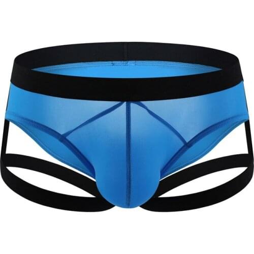 1PCS Sexy Men Ice Silk Underwear Transparent Ice Silk Briefs G-string Smooth Breathable Thongs Low Rise Seamless Gay Briefs FX07