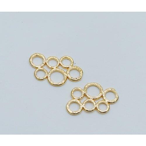 10pcs Gold plated Brass Filigree Charm Pendants 20x12mm, Multi-Loops Connectors, Lead Nickel Free DIY Jewelry Making (GB-468)