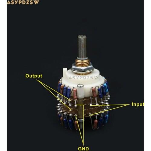 23 Step round handle stepping potentiometer 10K/50K/100K (2 Channel) Power amplifier Volume potentiometer