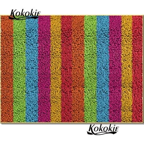 3d latch hook kits rug printed stripe carpet knooppakket tapijten accessories carpet embroidery foamy floralkussen knooppakket