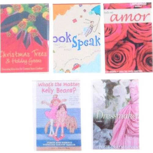 5Pcs 1:12 Scale Doll House Books Wooden Doll House Miniature Books Colorful Dollhouse Decoration