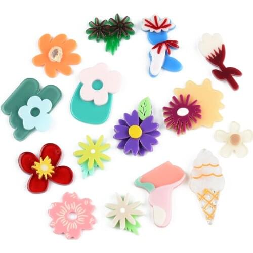 6PCS 3D Stereoscopic Simulation Flower Ice Cream Jewelry Accessories Hand Made Earrings Connectors DIY Pendant Components Charms