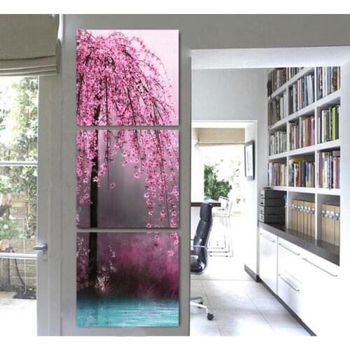 Triptych Vertical Sakura diamond painting full square round drills embroidery mosaic Rhinestones painting still life,kitchen art