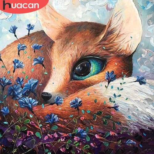 HUACAN DIY Diamond Painting 5d Fox Wall Art Picture Full Square/Round Diamond Embroidery Animal Handmade Gift