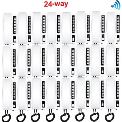 ZHUDELE Audio Intercom System 24-Way Interphones 2.4Ghz Wireless Audio Door Phone Kits,indoor intercom 99 handsets extendable