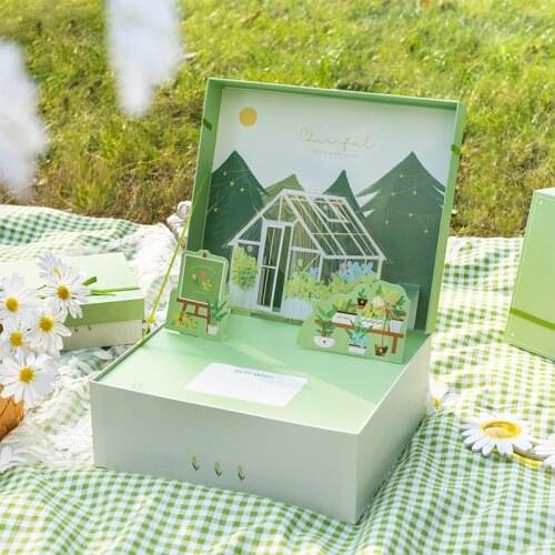 AVEBIEN 2021 New Romantic Cottage Portable Gift Box Packaging Matcha Green Flower Box сумка пакеты для упаковки cajas