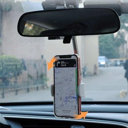 Car Rearview Mirror Mount Phone Holder for iPhone Samsung Xiaomi Adjustable GPS Seat Smartphone Holder Universal Extending Stand