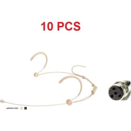 Bolymic 10 PCS Beige Headset microfoon Headworn Microphone for Shure wireless microfono (TA4F) Mini 4 Pin XLR