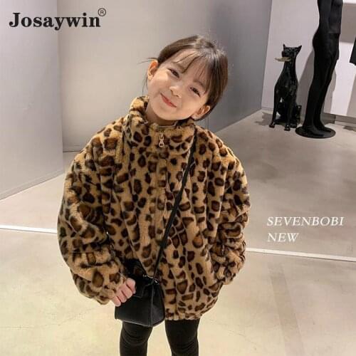 Winter Children Jacket Coat Baby Kids Leopard Fluffy Faux Fur Warm Fleece Parkas Student Coats for Boys Girls Jacket Outerwear