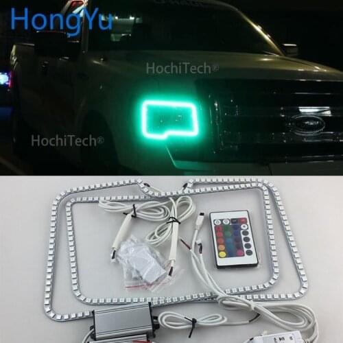 For Ford F-150 F150 2009 2010 2011 2012 2013 2014 RGB LED Angel Eyes Multi-color with Halo Ring Remote Control Headlight