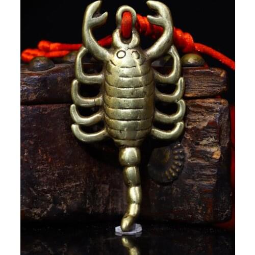 Home Decor 3"Tibet Buddhism Temple Old Bronze Scorpio Talisman Scorpion statue pendant Ward off evil spirits Exorcism