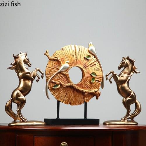 Resin Horse Ornaments Statue Sculpture Figurines Crafts Desktop Decoration Accessories Home Decor Furnishings 3-piece Set Gift