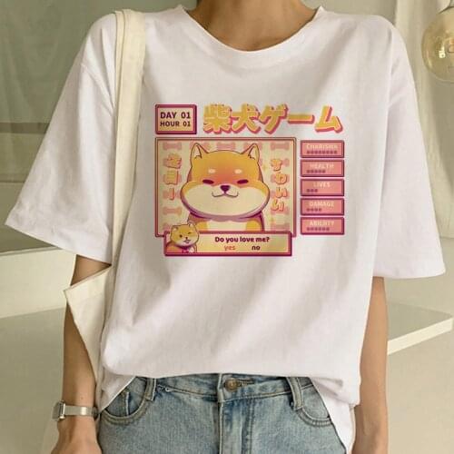 Shiba Inu T-shirt Women Harajuku Funny Cute Animal Funny Graphic Korean Tops Clothes Female Tshirt Ulzzang Shirt Aesthetic