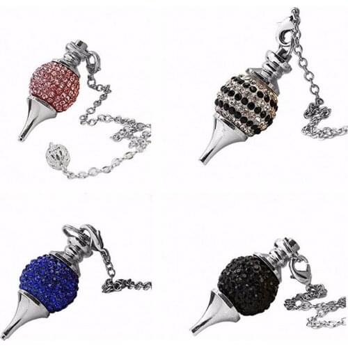 TUMBEELLUWA Crystal Rhinestone Ball Divination Healing Dowsing Reiki Chakra Wicca Pendulum with Chain
