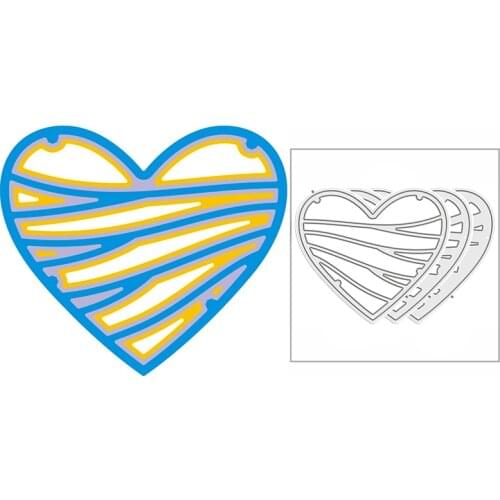 New 2021 Layering Linear Hearts Metal Cutting Dies for DIY Scrapbooking and Card Making Decorative Embossing Craft No Stamps