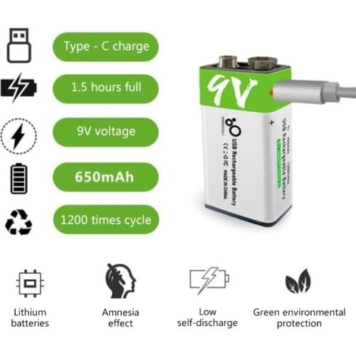 Lithium Battery for RC Helicopter Model Microphone Toy Remote batteries 650mah 9V Lithium Rechargeable Battery