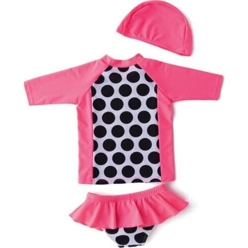 Sweet polka dot toddler girls swimwear summer short sleeve blouse+skirt shorts suit for girls bathing suit children beach outfit