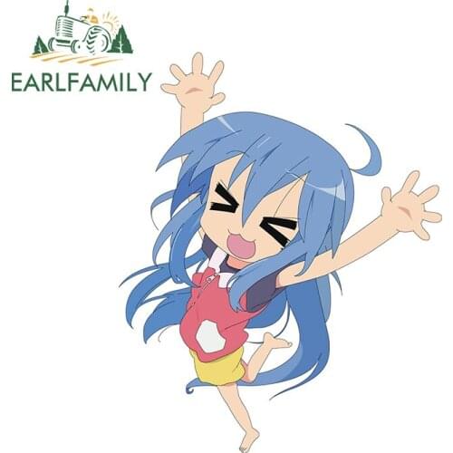 EARLFAMILY 13cm x 10.4cm for Konata Anime Car Sticker Waterproof Scratch-Proof Refrigerator Decal Car Door Personality Graphics