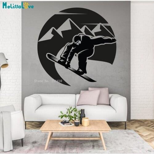 Snowboard Flying Over Snow Slope Wall Decals Extreme Winter Sport Sticker Games Home Decoration Vinyl Poster YT5741