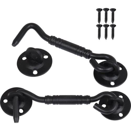 Black Stainless Steel Window Lock With Safety Switch Cabin Window Hook Door Eye Latch Silent Catch Holder With Screws