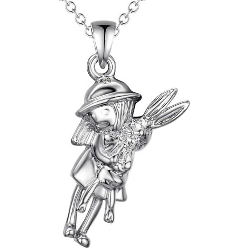 Wholesale Charm Silver Color Pendants For Women Jewelry Necklace Lady Fashion Jewelry Pendant Lovely Rabbit AN035/arfajima