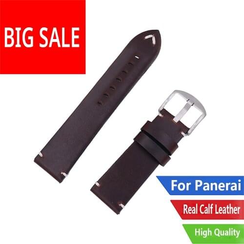 CARLYWET 22 24mm Top Red Real Leather Replacement Watch Band Strap with Screw Buckle For Panerai Tudor IWC Fossil Tag Heuer