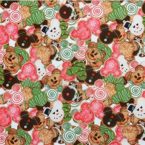Christmas snowman gingerbread man Polyester cotton Fabric Patchwor Printed for Tissue Home Textile for diy Sewing Curtain mask